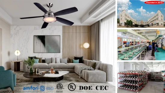 Ventilatori da soffitto a LED da 52 pollici con illuminazione decorativa di lusso, raffreddatore d'aria, telecomando a 5 pale, aspiratore moderno, ventole di ventilazione, ventilatore da soffitto domestico con luce